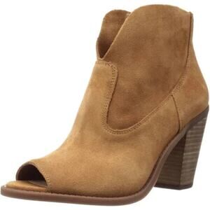 Jessica Simpson Charlotte Open Toe Zip Bootie Ankle Boot Suede Brown Bei…